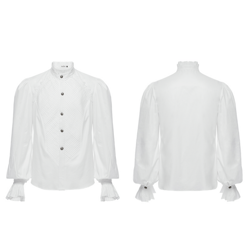 US SALE of Men's Victorian Shirt with Ruffle Collar and Bubble Sleeves