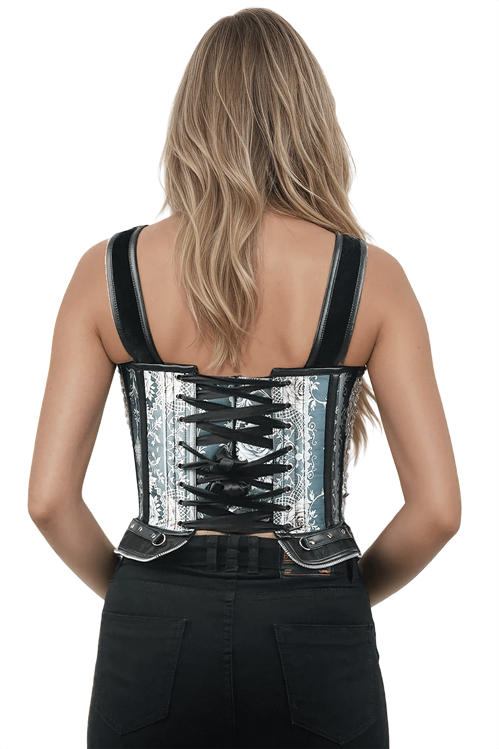 Midnight Enchanted Gothic Overbust Corset with Zippers