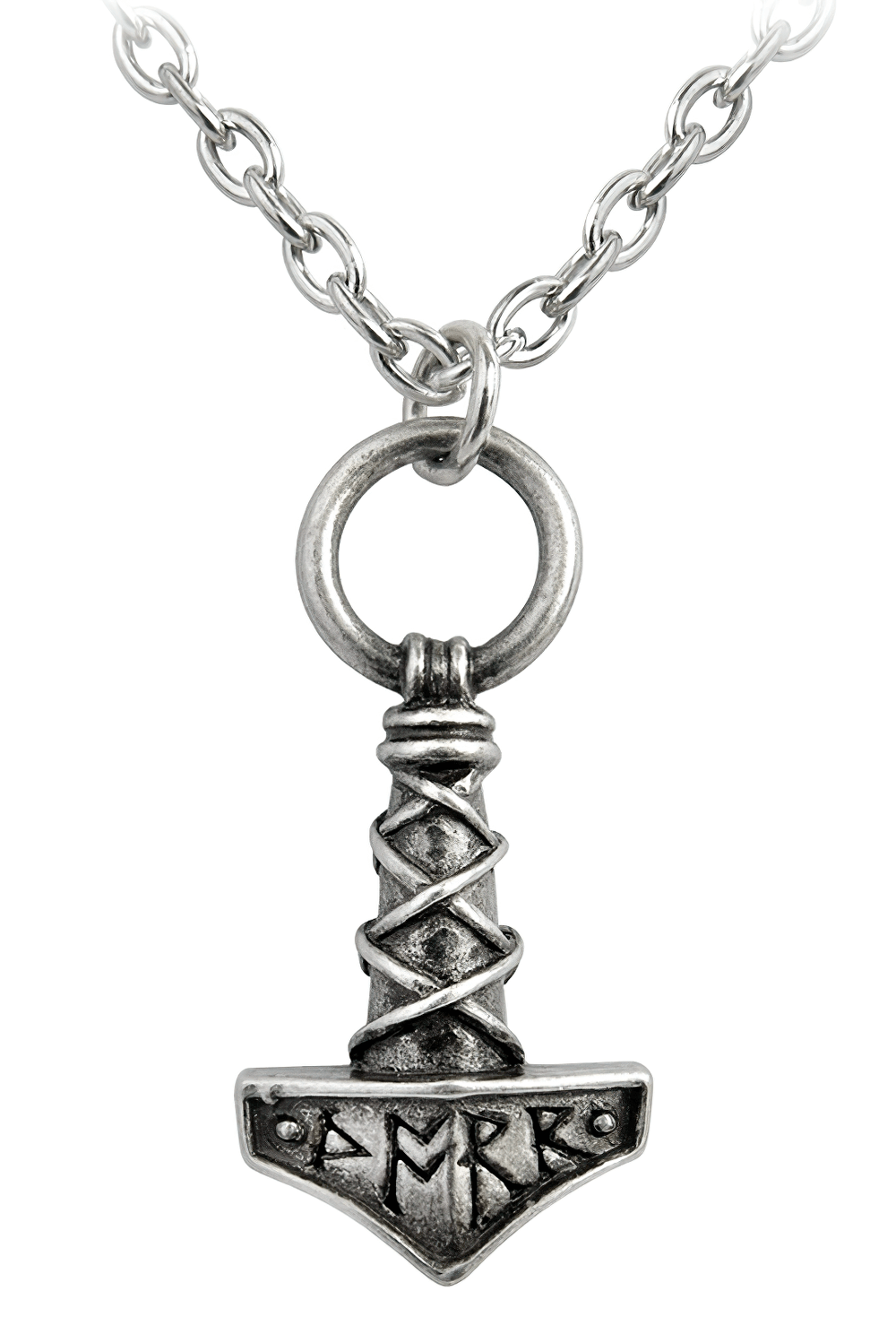 Mini Norse Mjolnir Pendant with Runic Detailing