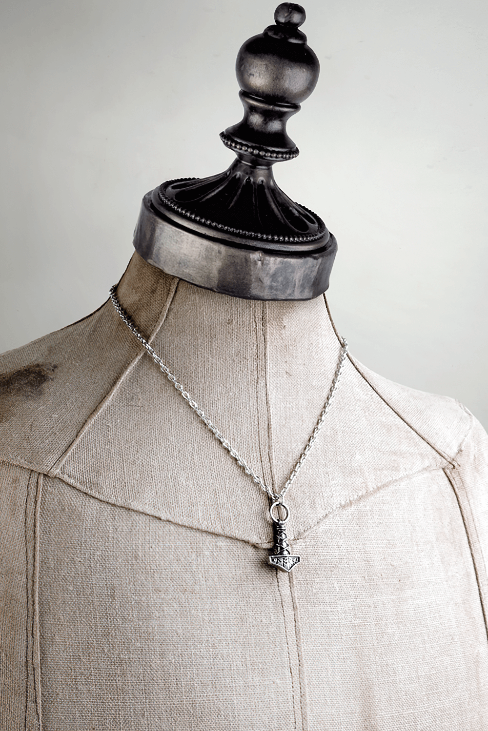 Mini Norse Mjolnir Pendant with Runic Detailing