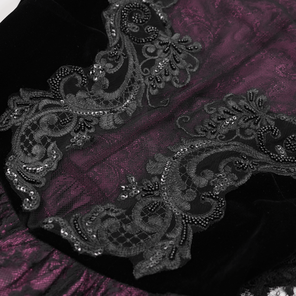 Mysterious Lace Cheongsam Dress with High Collar