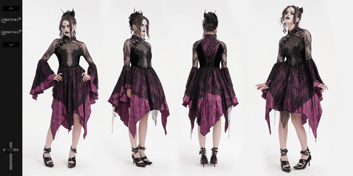 Mysterious Lace Cheongsam Dress with High Collar