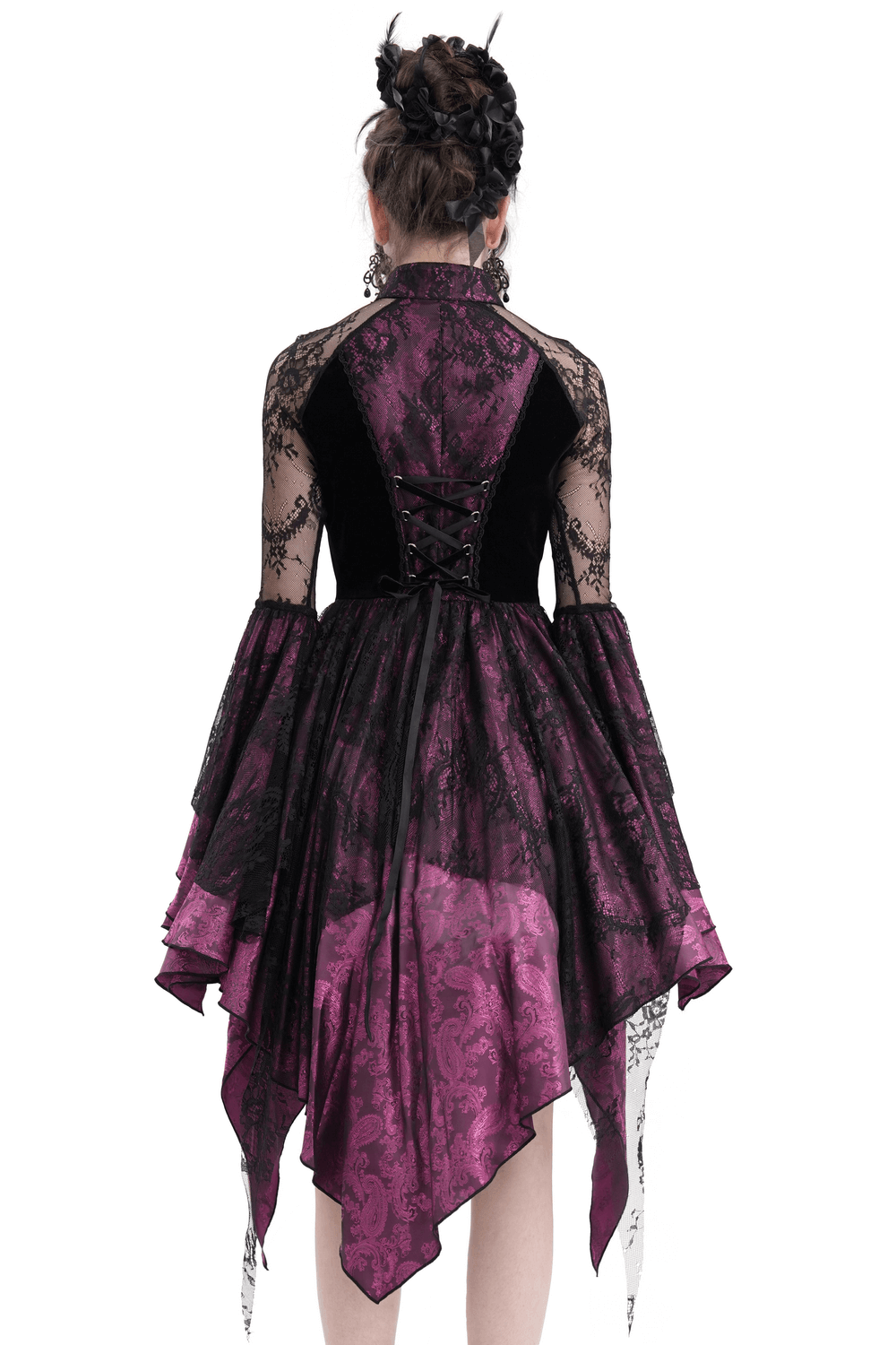 Mysterious Lace Cheongsam Dress with High Collar