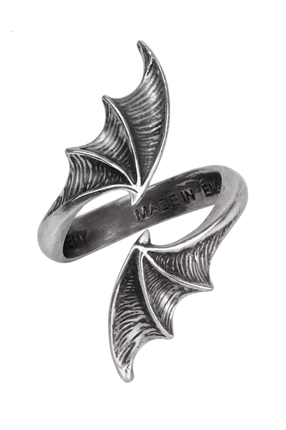 Mystery Bat Wing Gothic Ring in English Antiqued Pewter