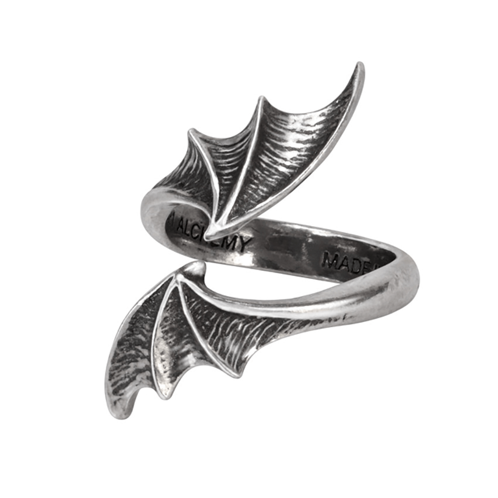 Mystery Bat Wing Gothic Ring in English Antiqued Pewter