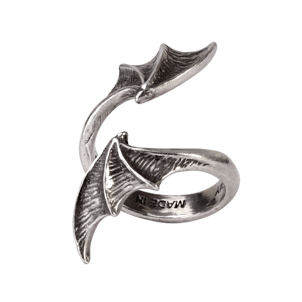Mystery Bat Wing Gothic Ring in English Antiqued Pewter
