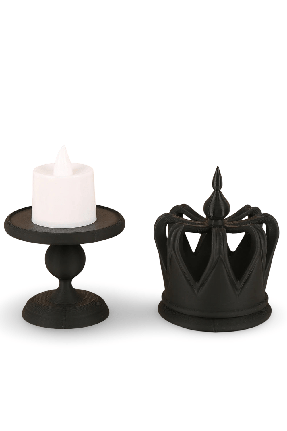 Mystical Black Crown Candle Holder with Detachable Stand