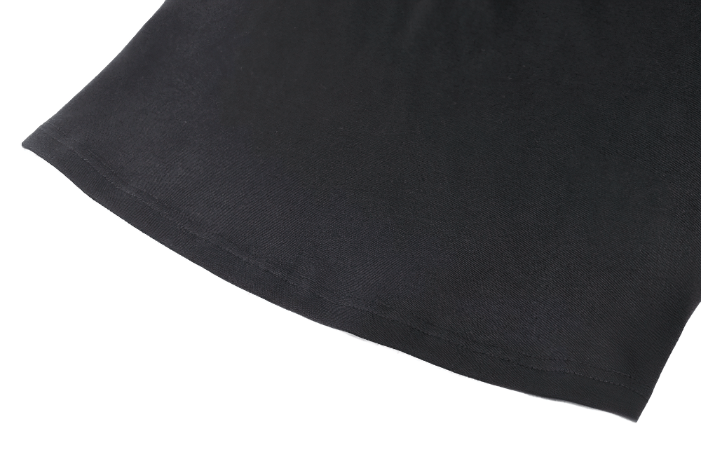 Neck Cutout Long Sleeved Gothic Top with Button Detail