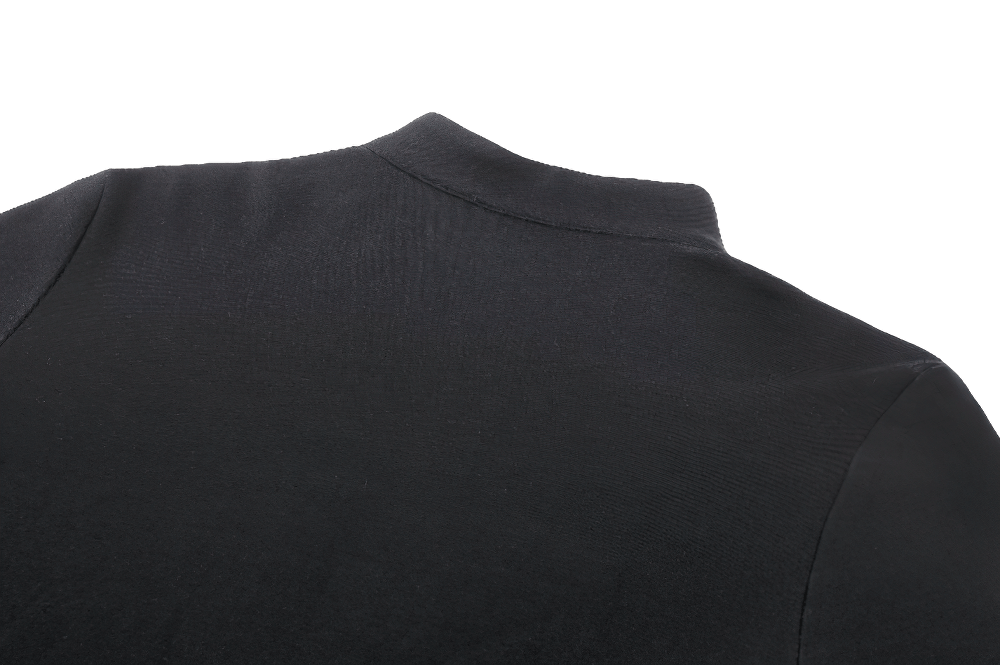 Neck Cutout Long Sleeved Gothic Top with Button Detail