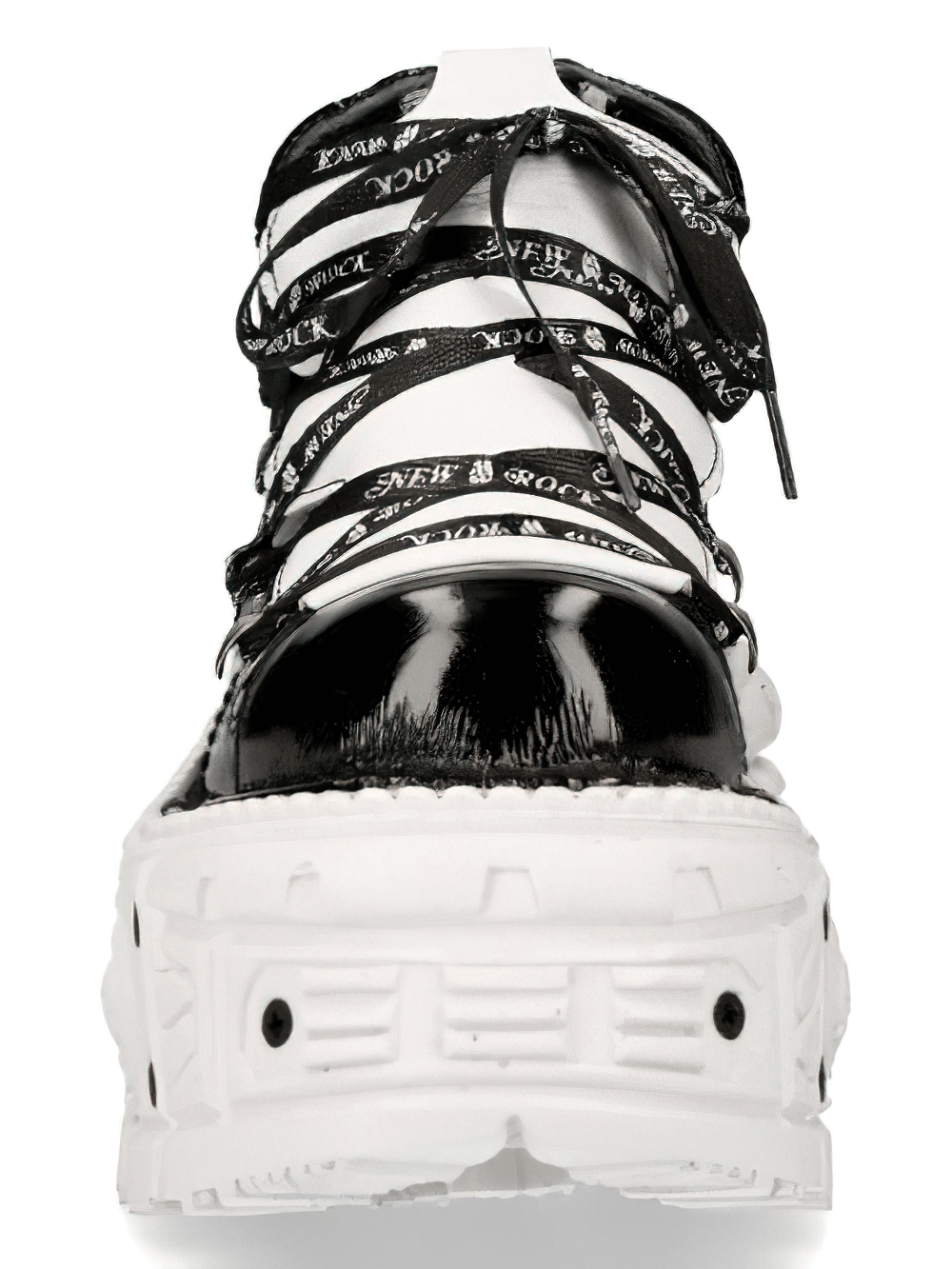 NEW ROCK Men's Black and White Platform Rock Boots with Laces