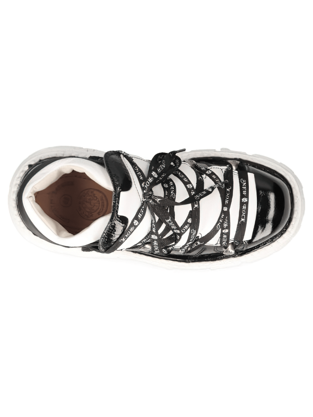 NEW ROCK Men's Black and White Platform Rock Boots with Laces