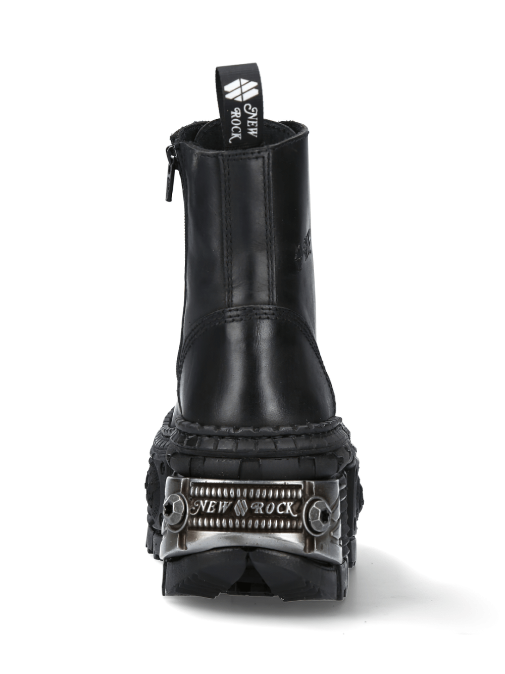 NEW ROCK Men's Black Ankle Boots with Metallic Gears Design