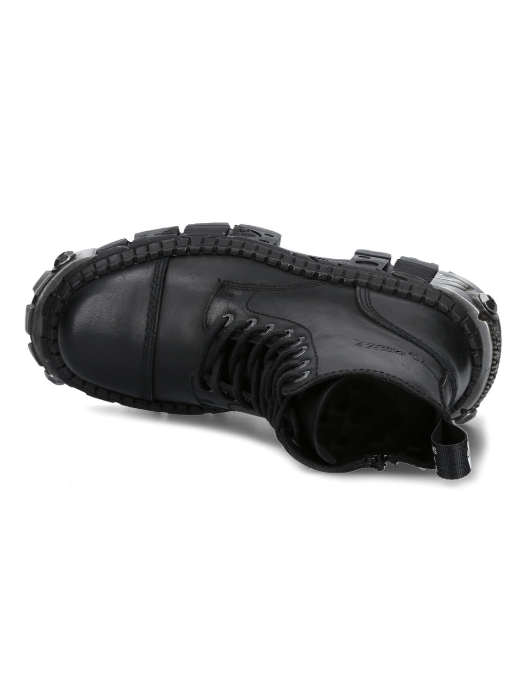 NEW ROCK Men's Black Ankle Boots with Metallic Gears Design
