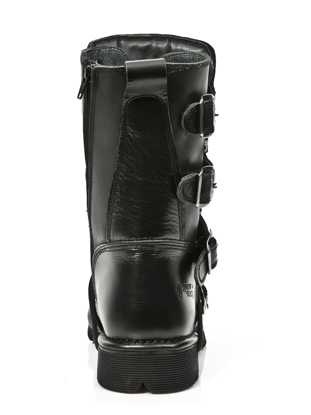NEW ROCK Men's Black Buckle and Lace-up Mid-Calf Boots