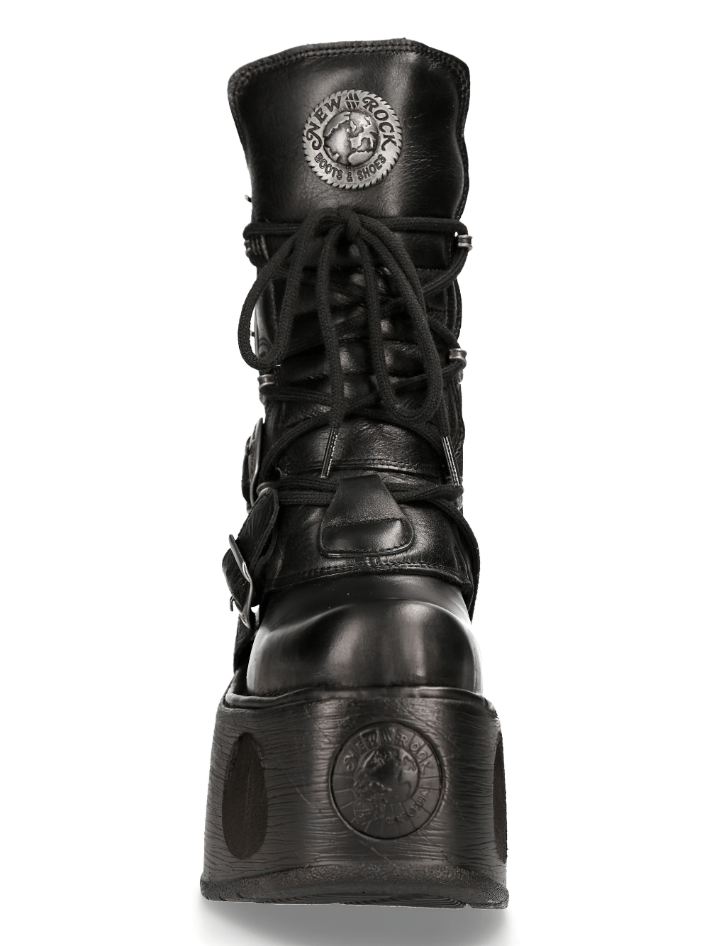 NEW ROCK Men's Black Cyberpunk Boots with Multiple Buckles