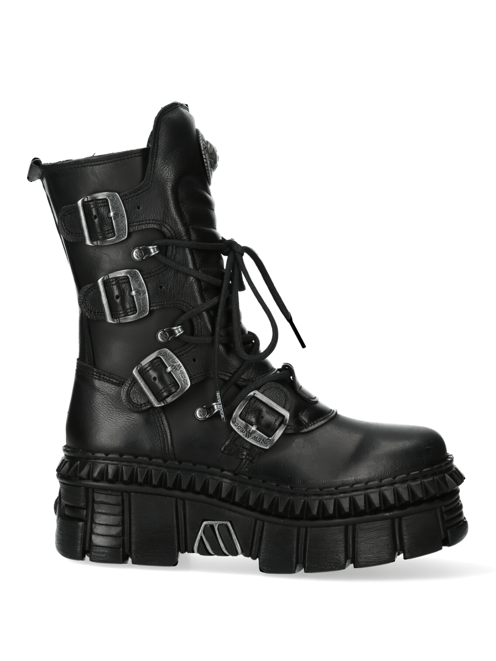 NEW ROCK Men's Black Gothic Ankle Boots with Buckles and Laces