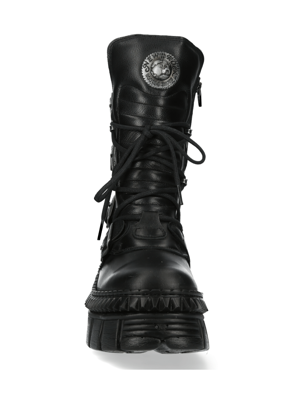 NEW ROCK Men's Black Gothic Ankle Boots with Buckles and Laces