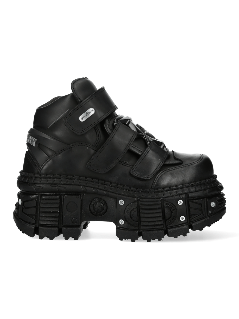 NEW ROCK Men's Black Gothic Lace-Up Ankle Boots with Studs