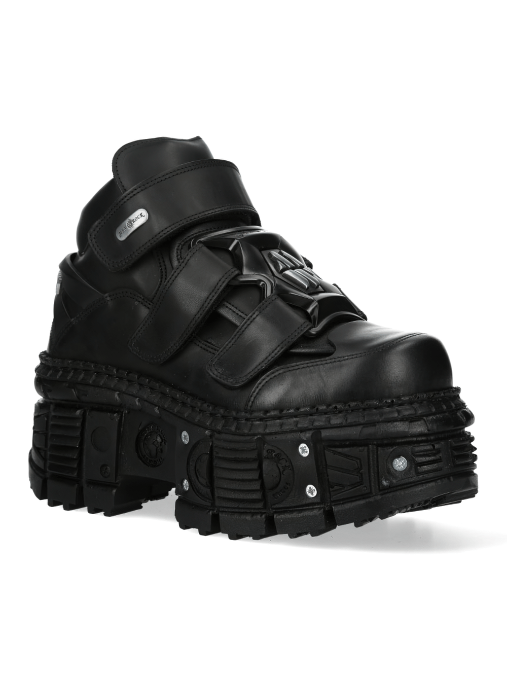 NEW ROCK Men's Black Gothic Lace-Up Ankle Boots with Studs