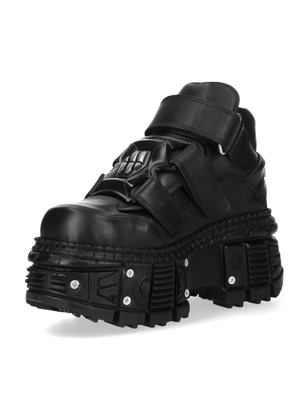 NEW ROCK Men's Black Gothic Lace-Up Ankle Boots with Studs
