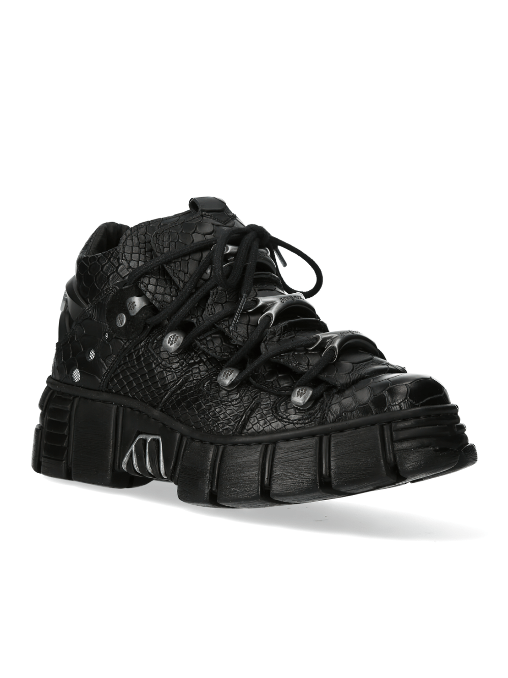 NEW ROCK Men's Black Gothic Platform Shoes with Metallic Accents
