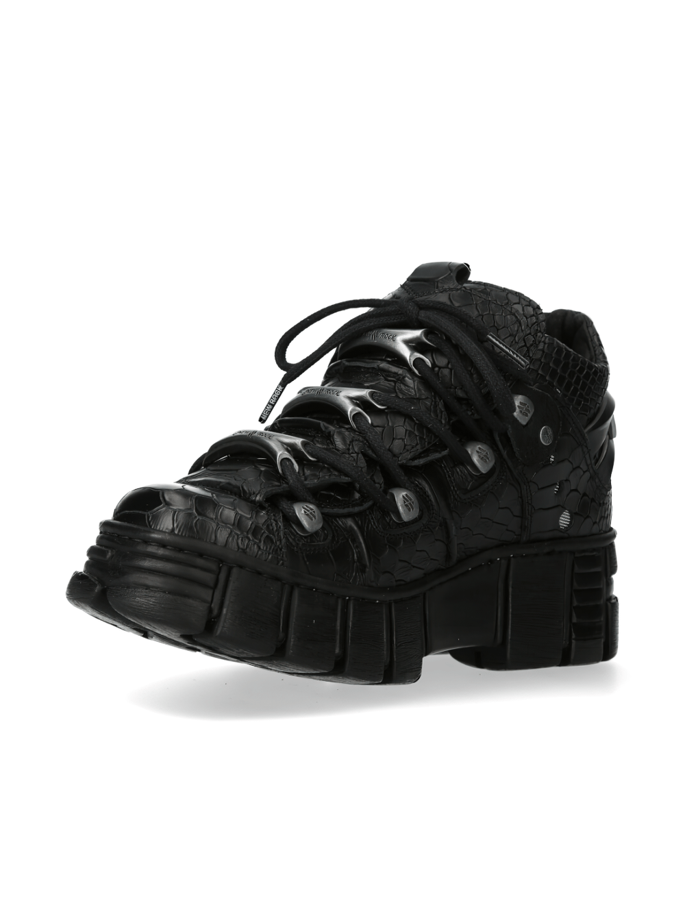 NEW ROCK Men's Black Gothic Platform Shoes with Metallic Accents