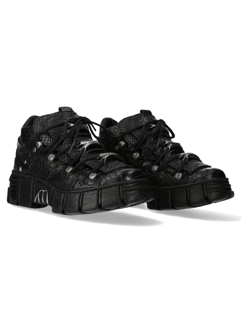 NEW ROCK Men's Black Gothic Platform Shoes with Metallic Accents