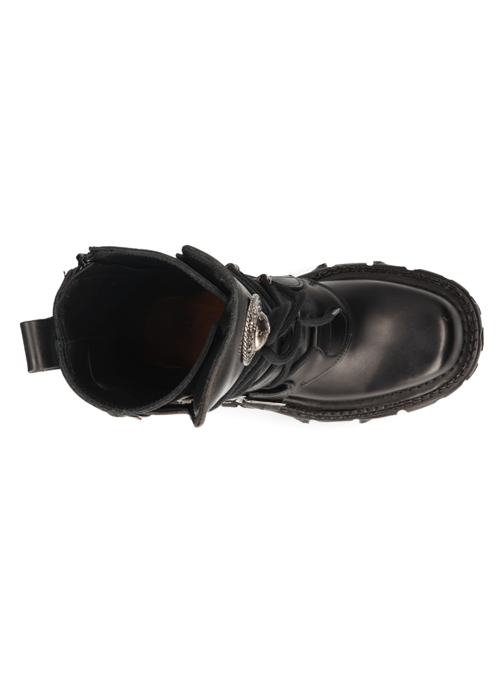 NEW ROCK Men's Black Gothic Punk Mid-Calf Boots with Buckles