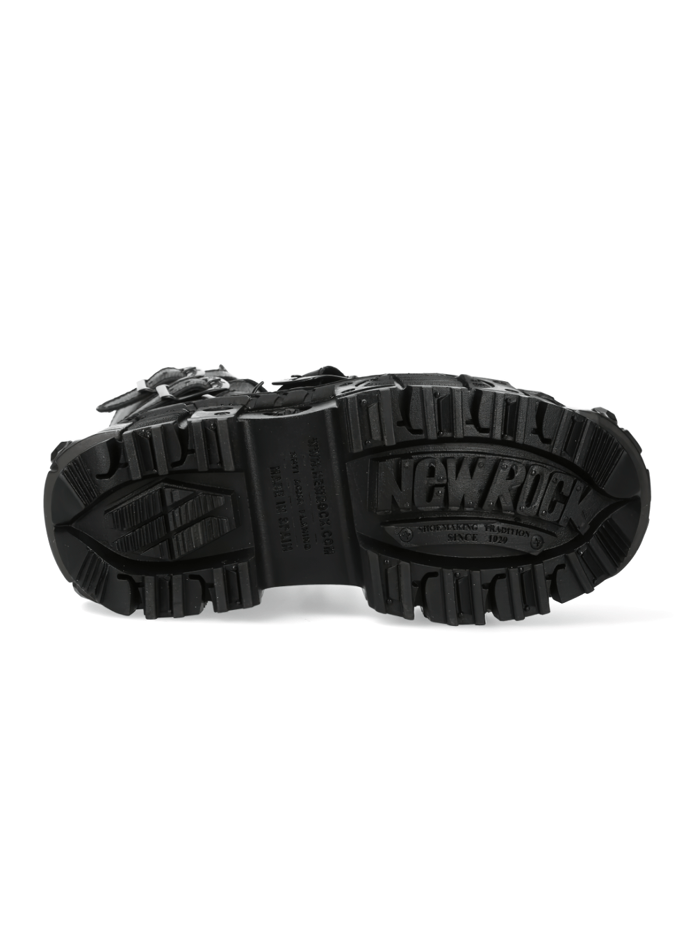 NEW ROCK Men's Black Gothic Punk Military Ankle Boots with Buckles