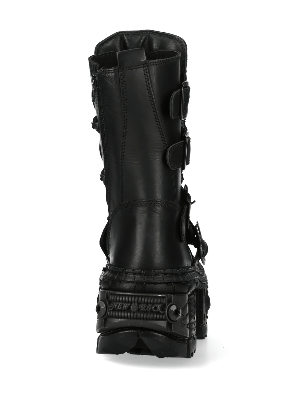 NEW ROCK Men's Black Gothic Punk Military Ankle Boots with Buckles