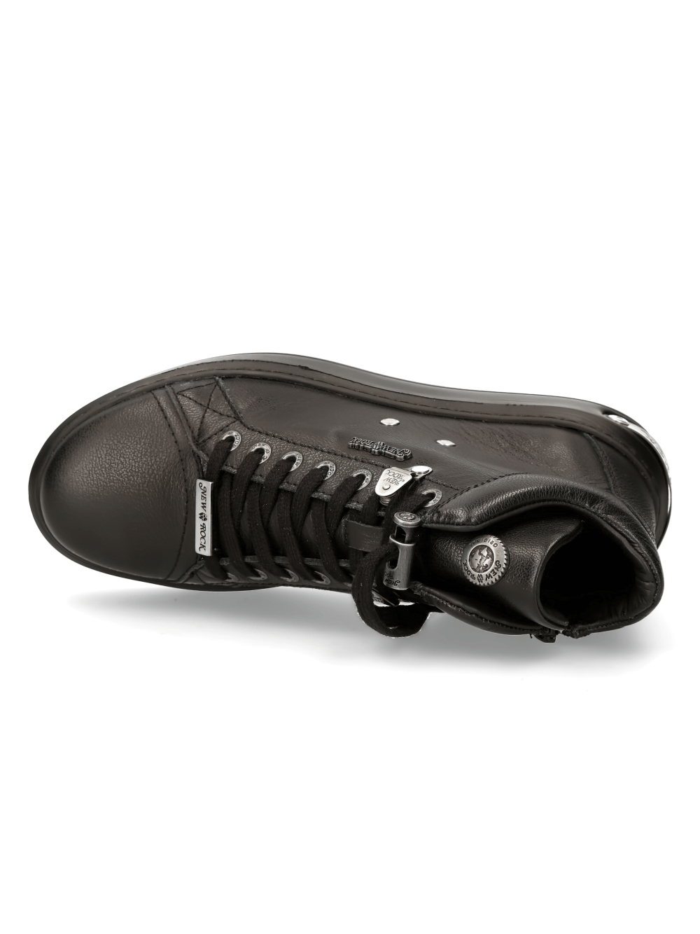 NEW ROCK Men's Black Lace-Up Boots with Metallic Details