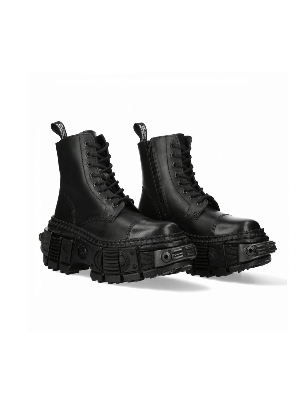 NEW ROCK Men's Black Lace-Up Leather Ankle Boots