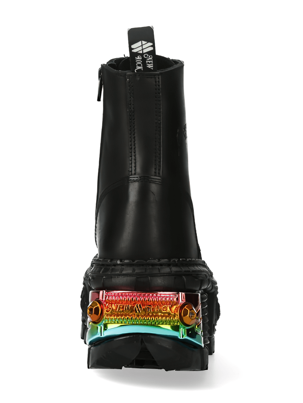 NEW ROCK Women's Black Military Ankle Boots with Color Details
