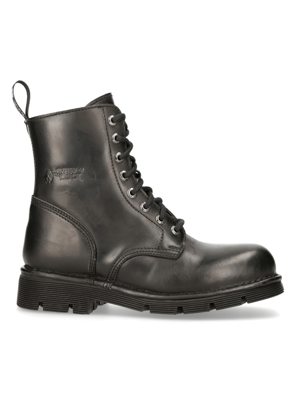 NEW ROCK Men's Black Military Style Lace-up Ankle Boots