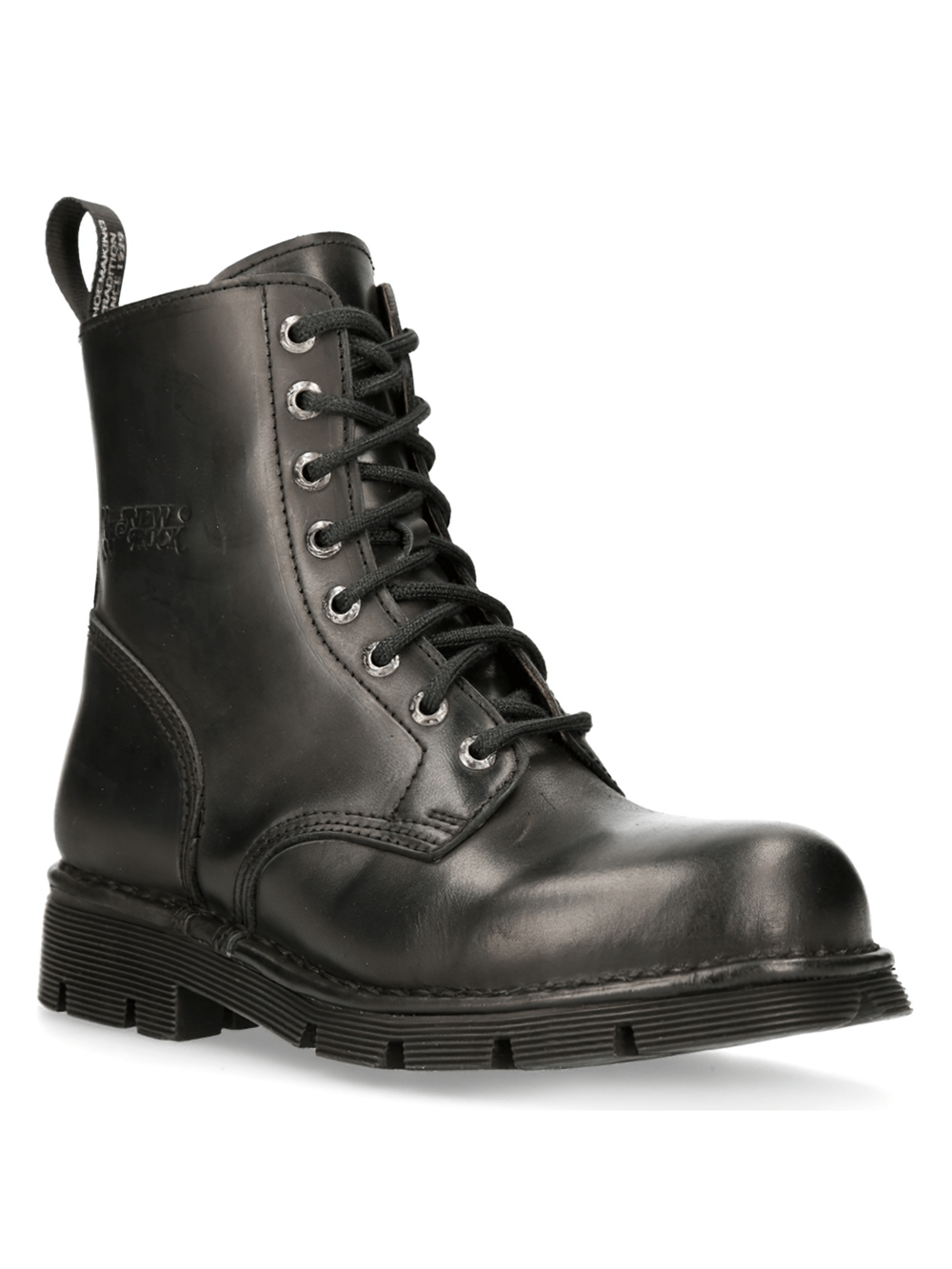 NEW ROCK Men's Black Military Style Lace-up Ankle Boots