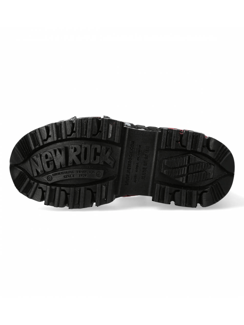NEW ROCK Men's Black Platform Gothic Ankle Boots with Red Laces