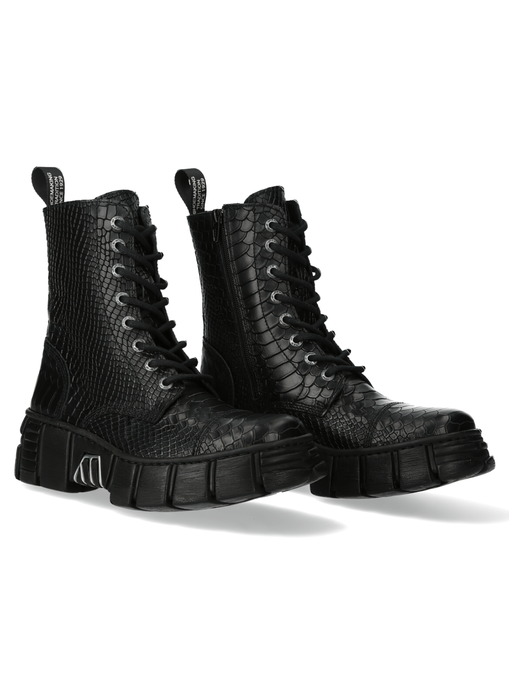 NEW ROCK Men's Black Snake Print Gothic Boots with Thick Sole