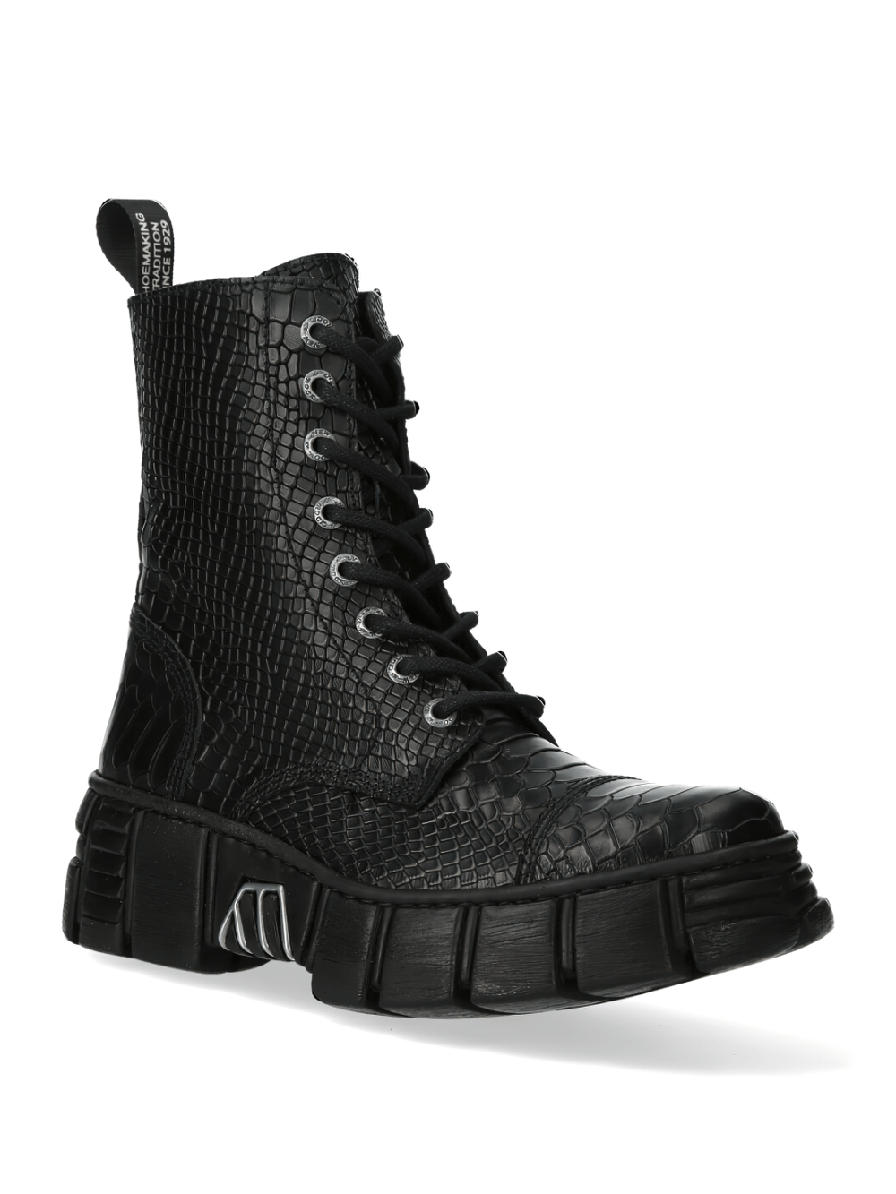 NEW ROCK Men's Black Snake Print Gothic Boots with Thick Sole