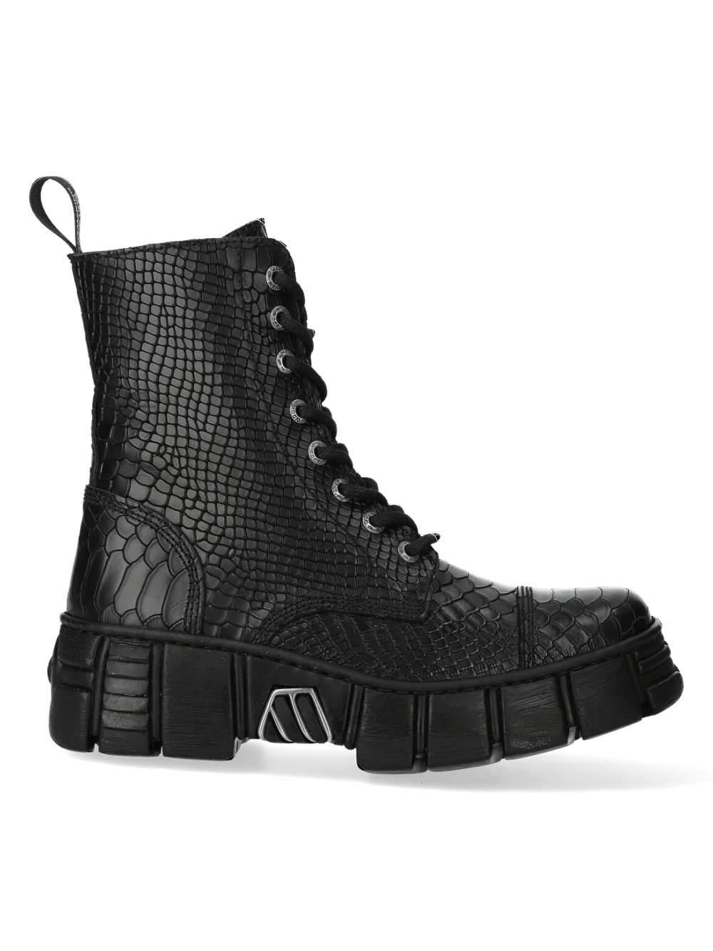 NEW ROCK Men's Black Snake Print Gothic Boots with Thick Sole