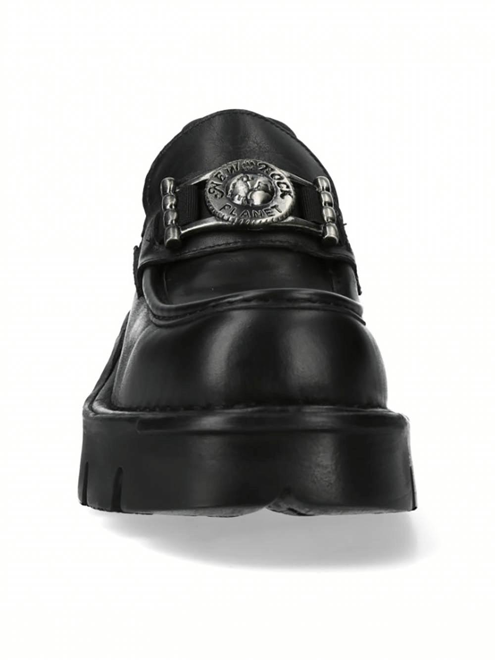 NEW ROCK Men's Black Urban Rock Slip-On Shoes with Metal Emblem