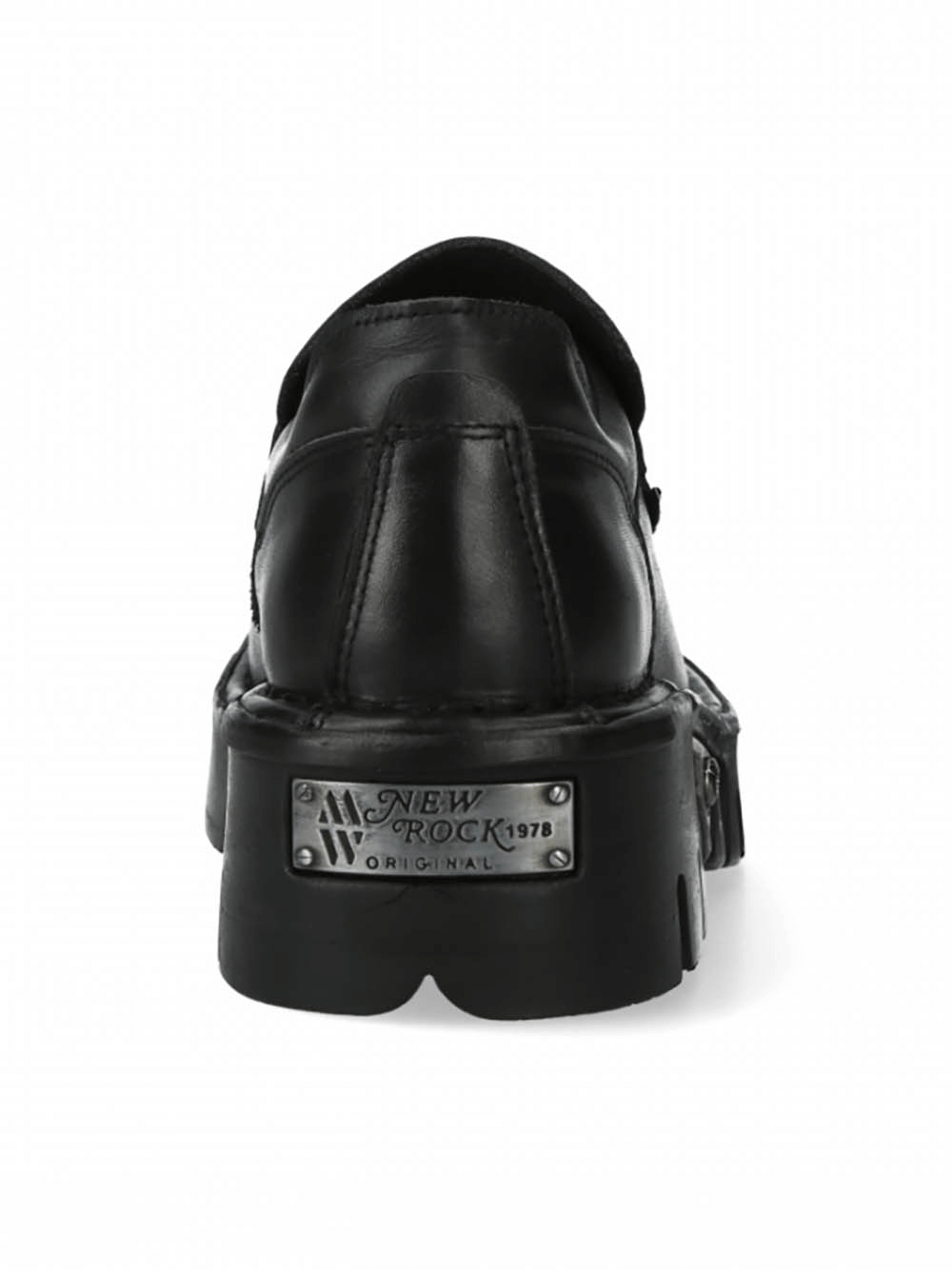 NEW ROCK Men's Black Urban Rock Slip-On Shoes with Metal Emblem