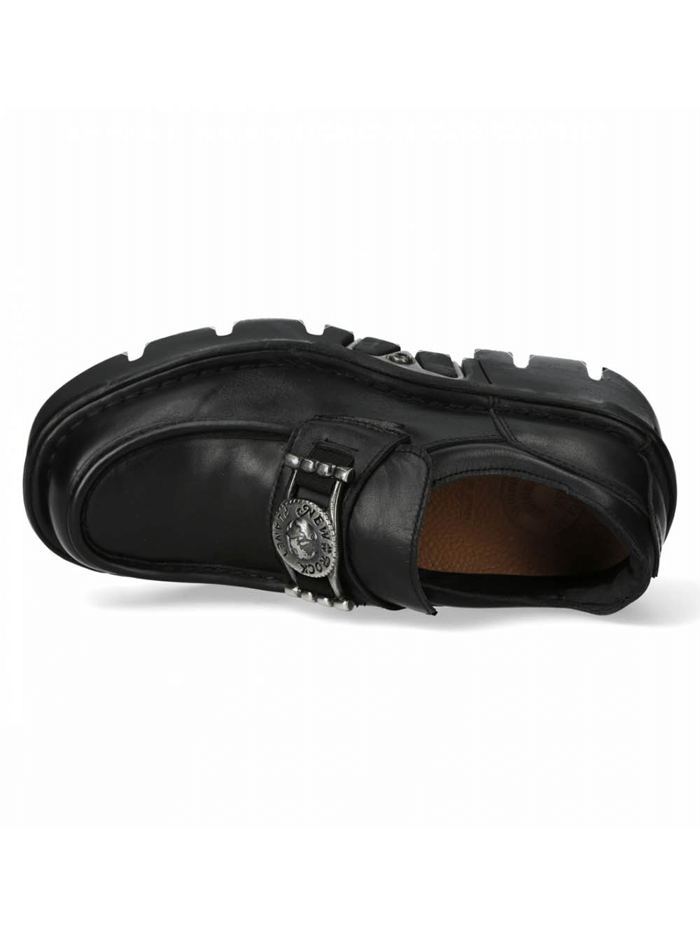 NEW ROCK Men's Black Urban Rock Slip-On Shoes with Metal Emblem