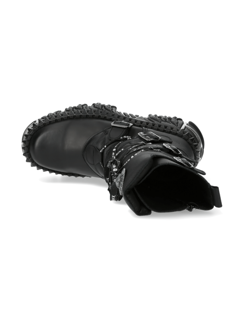 NEW ROCK Men's Bold Black Gothic Punk Lace-Up and Buckle Boots
