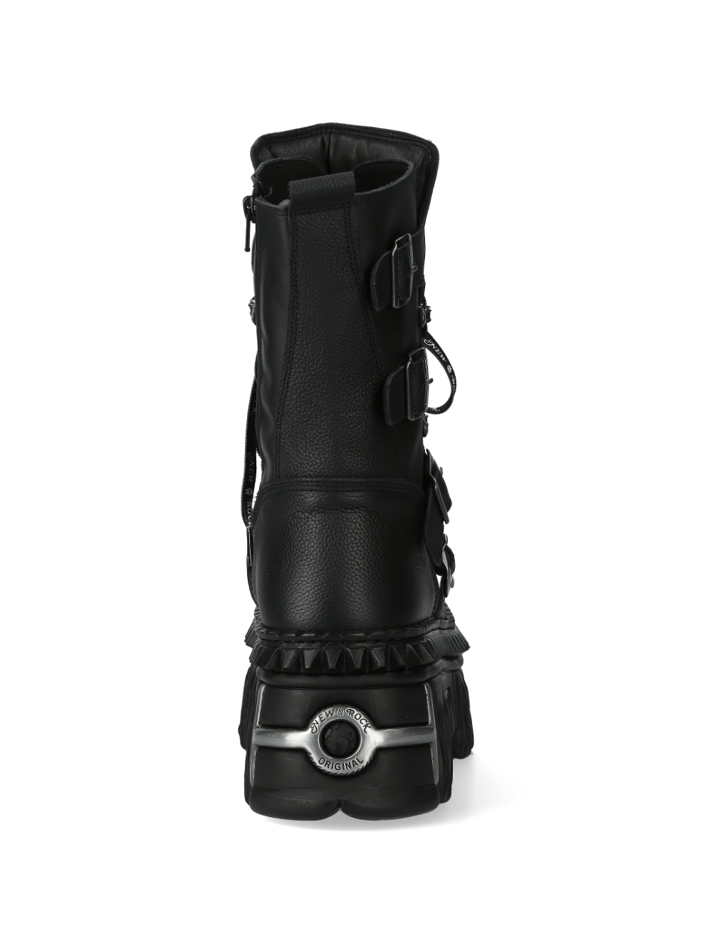 NEW ROCK Men's Bold Black Gothic Punk Lace-Up and Buckle Boots