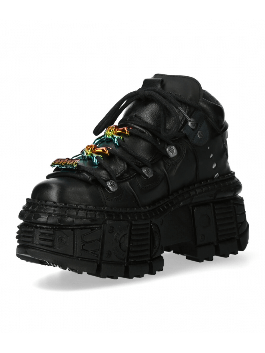 NEW ROCK Men's Bold Black Gothic Urban Heavy Platform Shoes