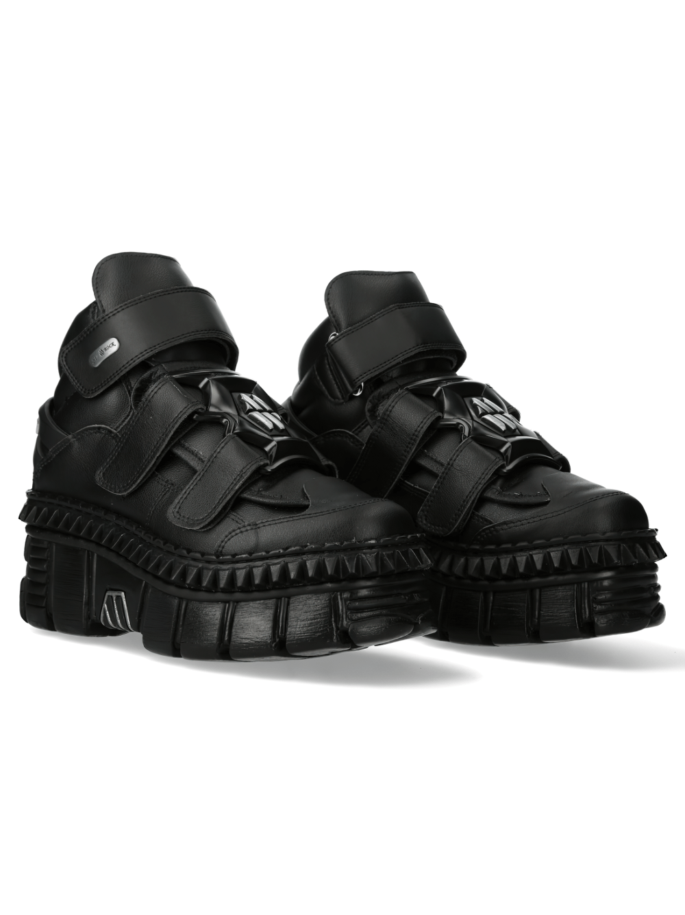 NEW ROCK Men's Bold Black Strap-Detail Ankle Boots for Rock Style