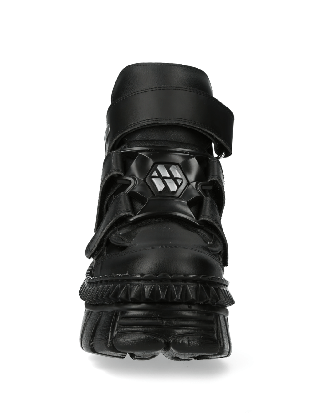 NEW ROCK Men's Bold Black Strap-Detail Ankle Boots for Rock Style