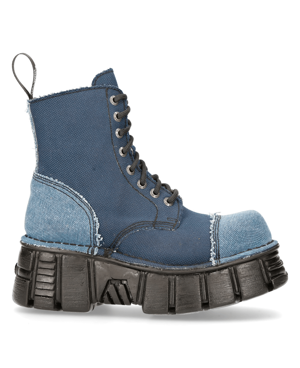 NEW ROCK Men's Bold Gothic Platform Denim Boots with Rock Design