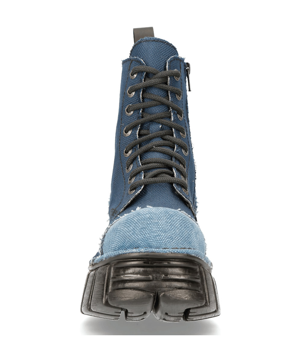 NEW ROCK Men's Bold Gothic Platform Denim Boots with Rock Design