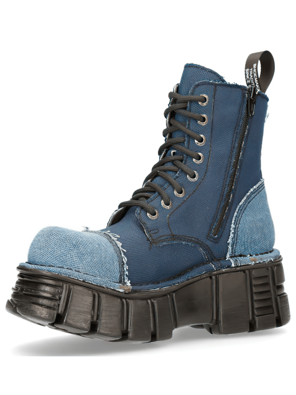 NEW ROCK Men's Bold Gothic Platform Denim Boots with Rock Design